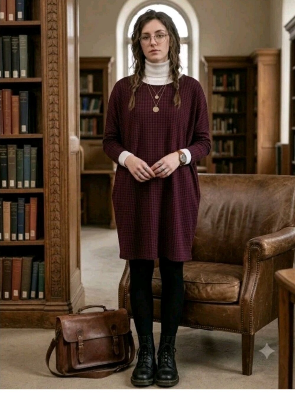 Bryn Walker Alona Long Sleeve Dress M Herringbone Dark Academia Lagonlook #2140